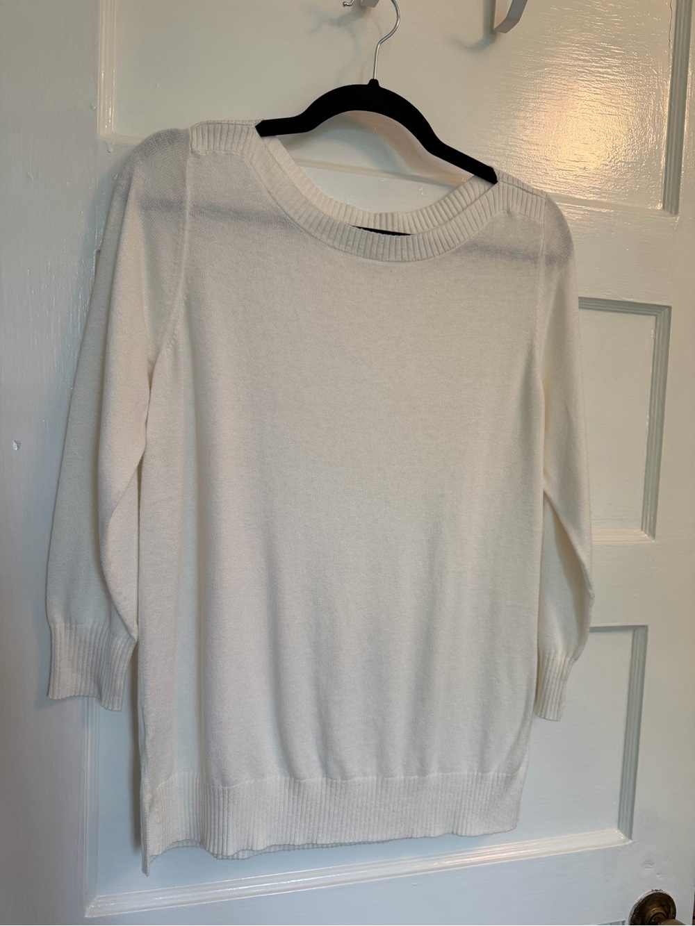 LOFT Cream Scoop-Neck Lightweight Sweater